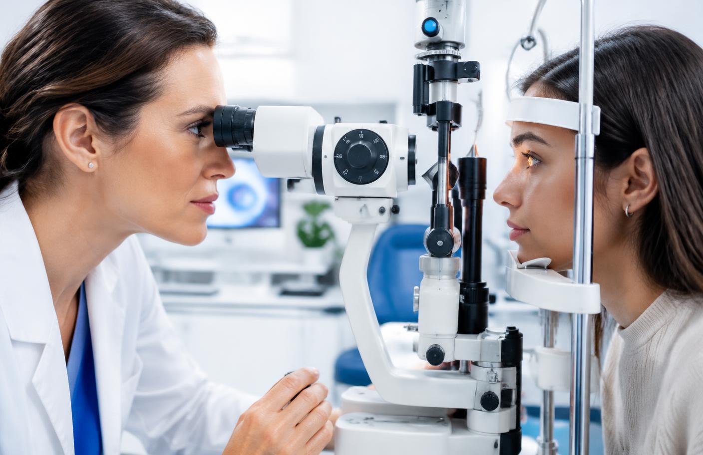 Controle van contactlenzen en oogcomfort met een spleetlamp